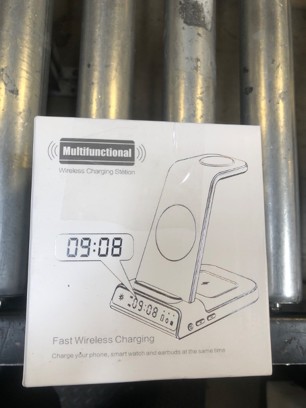 Photo 1 of Wireless Charging Station, YiJYi 3 in 1 Watch Charger Stand with Digital Clock Suitable for iWatch SE/6/5/4/3/2/1,AirPods Pro, for iPhone 16/15/14/13/12/11 Pro Max/XS/XR/X/8/Samsung S23/S22/S21