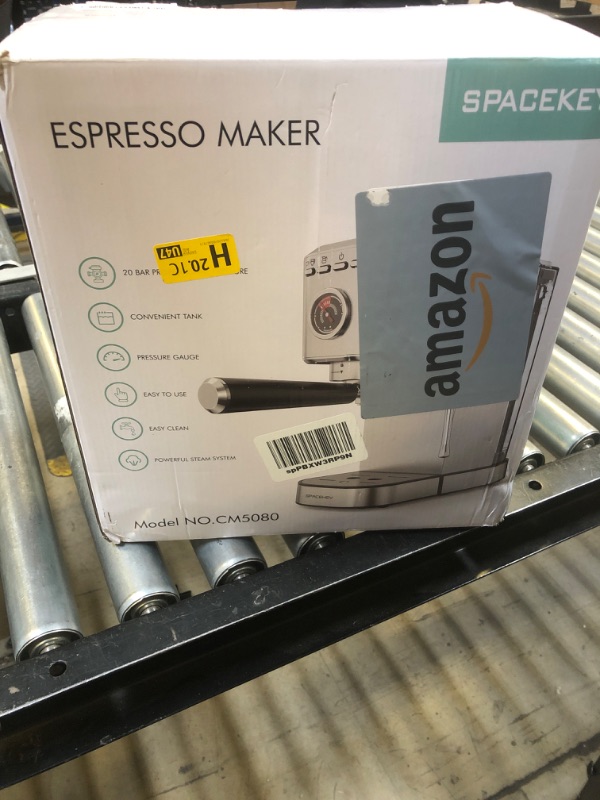 Photo 1 of Spacekey Espresso Machine 20 Bar, Professional 1350W Espresso Maker with Milk Frother, Compact Stainless Steel Cappuccino & Latte & Americano Maker with 39oz Removable Water Tank, Silver