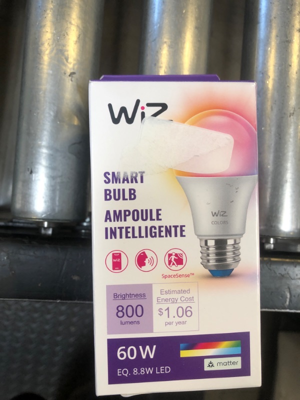 Photo 1 of WiZ Connected 60W A19 LED Smart Light Bulbs - Connects to Your Wi-Fi - E26 Smart Bulb - Control with Voice or App + Activate with Motion - Matter Compatible - 1 Pack