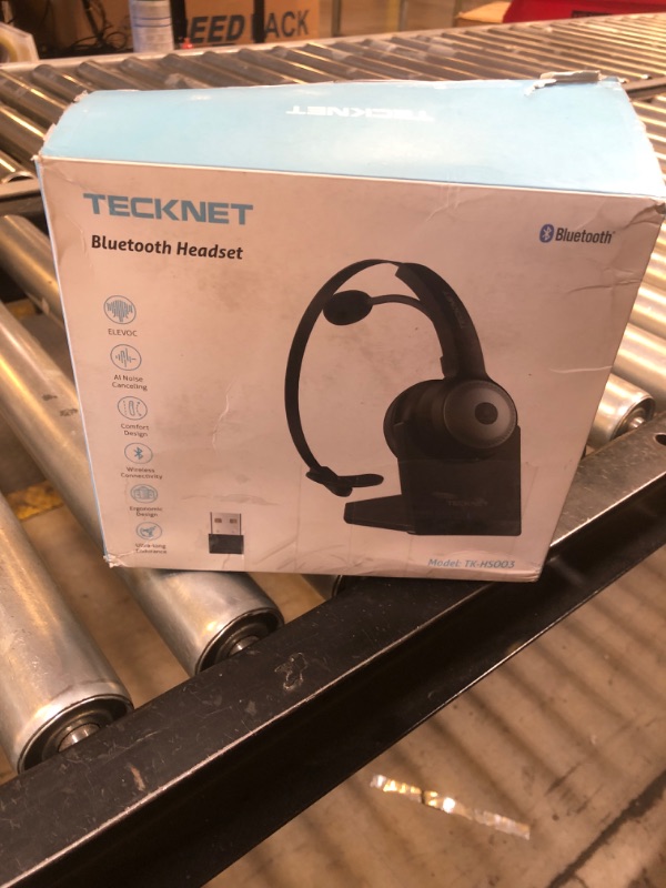 Photo 1 of TECKNET Bluetooth 5.0 Headset with Microphone for PC, USB Wireless Headset with Mic for Work, 40Hrs Worktime AI Noise Cancelling On Ear Bluetooth Headphones with Charging Base for Laptop/Call Center