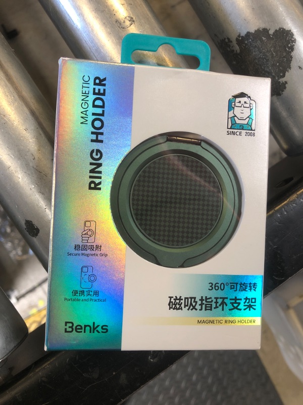 Photo 1 of BENKS Magnetic Phone Grip Ring Holder Stand for Magsafe, 360° Rotation Adjustable Cell Phone Stand for iPhone 16/15/14/13/12 Series, Smartphone Accessories, Plolar Green