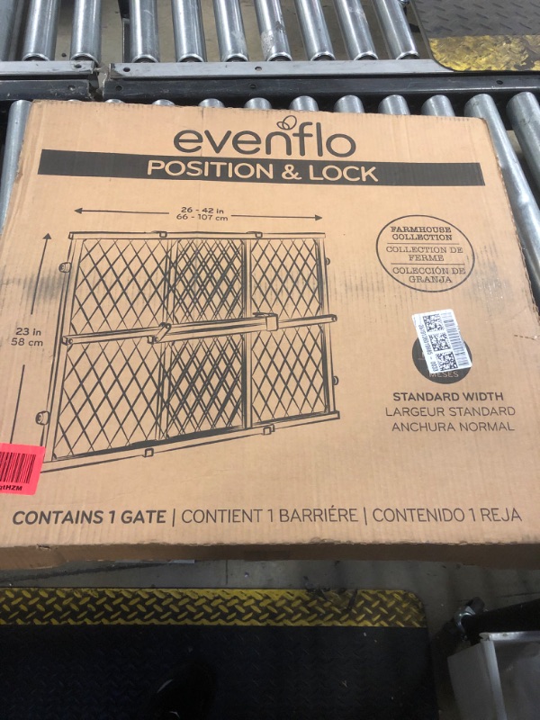 Photo 1 of Evenflo Position & Lock Baby Gate, Pressure-Mounted, Farmhouse Collection