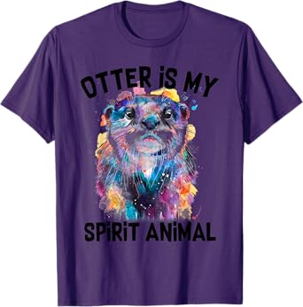 Photo 1 of Otter Is My Spirit Animal Funny Graphic Painting Otter Lover T-Shirt
