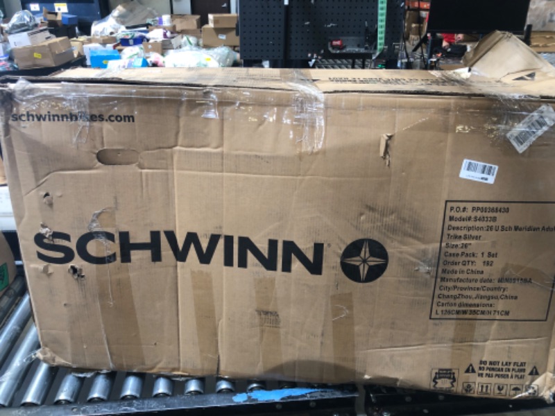 Photo 1 of Schwinn Meridian Adult Tricycle, 26 Inch Bike for Women and Men, Single-Speed Adult Trike, Low Step-Through Frame, Springer Cruiser Seat, Upright Riding Position, Bike with Basket, Tricycle for Adults