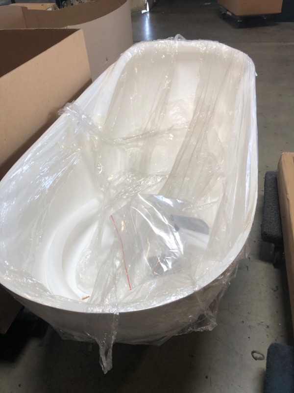 Photo 1 of WOODBRIDGE 69" L x 32" W Luxury Contemporary Solid Surface Stone Resin Freestanding Bathtub in Matte White with 2-Drain Covers
