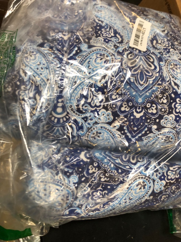 Photo 1 of Azores Home Cotton Flannel King Duvet Cover Set, Oversized, Wrinkle Resistant, Soft Touch, Includes One Duvet Cover and Two Sham Pillowcases, 170GSM, Sofi Paisley/Dark Blue