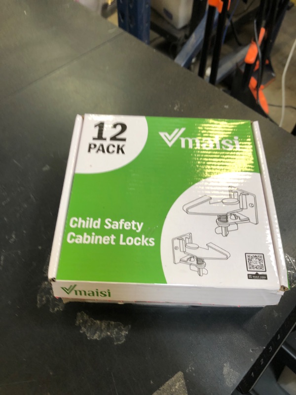 Photo 1 of 12 Pack Cabinet Locks Child Safety Latches - Vmaisi Baby Proofing Cabinets Drawer Lock with Adhesive Easy Installation - No Drilling or Extra Screws (White)