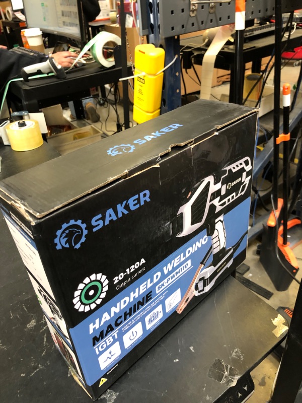 Photo 1 of Saker Portable Electric Welding Machine,110V Portable Welder Handheld with IGBT Inverter 5 Variable Current Adjustment,Portable ARC Welder Gun, Fits for 3/32" Wire Rods (Grey)