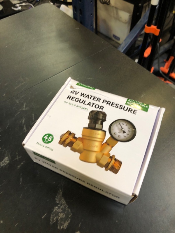 Photo 1 of RVGUARD RV Water Pressure Regulator Valve With An Adjustable Knob, NO Tool Required, Brass Lead-Free Water Pressure Reducer with Gauge and Inlet Screen Filter for RV Camper Travel Trailer