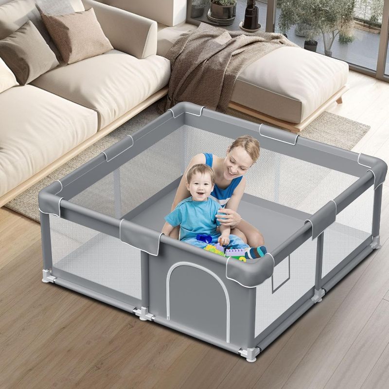 Photo 1 of Baby Playpen Baby Play Pen for Babies and Toddlers Safe Anti-Fall Baby Play Yards Indoor & Outdoor Sturdy Safety Baby Activity Center with Soft...
