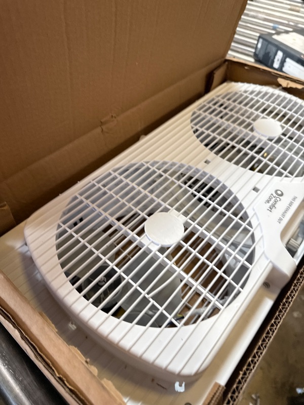 Photo 1 of Comfort Zone Twin Window Fan with Reversible Airflow Control, 9 inch, Auto-Locking Expanders, 2 Speed Fan, Dual Fan, Exhaust, Airflow 9.84 ft/sec, Ideal for Home, Kitchen, Bedroom & Office, CZ319WT