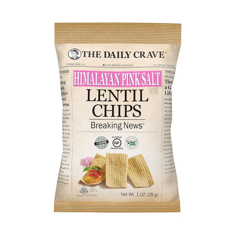 Photo 1 of The Daily Crave Himalayan Pink Salt Lentil Chips, 1 Ounce (Pack Of 24) 4 G Protein, Gluten-Free, Non-Gmo, Kosher, Crunchy