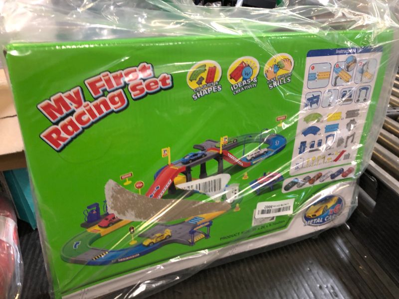 Photo 1 of My First Speed Racing Assembly Track Builder Toy Playset - Starter Kit with 6 Diecast Cars, Accessories for Kids