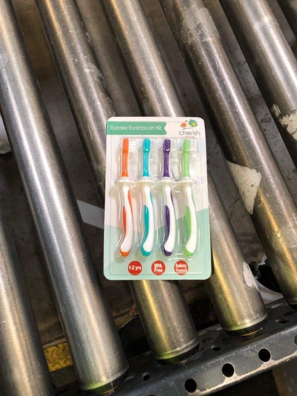Photo 1 of Cherish Baby Care Toddler Toothbrushes 1-2 Years (4-Pack) - BPA-Free & Safety-Tested Kids Toothbrush Kit, Designed by a Pediatric Dentist, Soft-Grip Toothbrush for Kids, My First Toothbrush Set