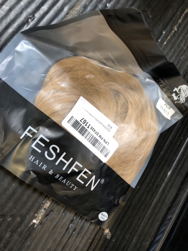 Photo 1 of FESHFEN Messy Bun Hair Piece - Elastic Wavy Curly Hair Bun Scrunchies Extensions Synthetic Chignon Hairpieces for Women Girls, Light Golden Blonde 1 PCS