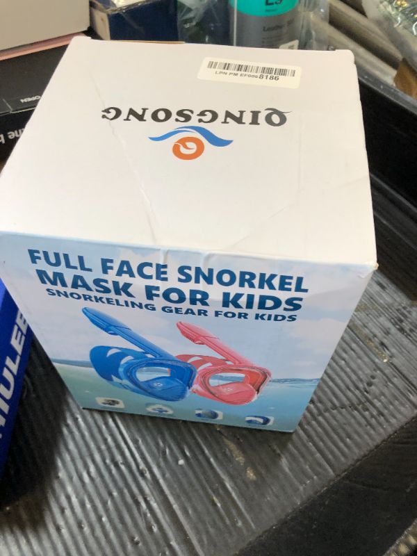 Photo 1 of QingSong Kids Snorkel Mask Full Face, Snorkeling Set with Camera Mount, 180 Degree Panoramic View Snorkeling Gear Anti-Fog Anti-Leak