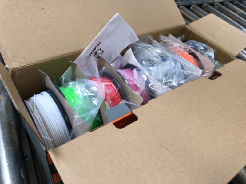 Photo 1 of TECBEARS Rapid PETG Filament Bundle?High Speed 3D Printer Filament, High Toughness Matte PETG, 250g Each Spool, 8 Pack, Black+White+Gray+Red+Orange+Green+Blue+Pink