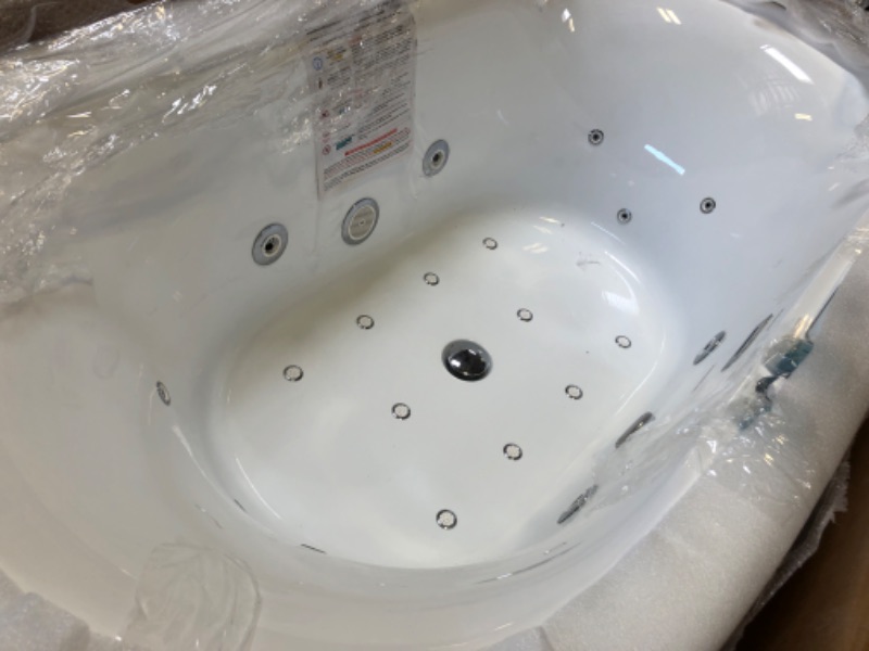 Photo 1 of WOODBRIDGE 59" x 31-1/2" Whirlpool Water Jetted and Air Bubble Freestanding Heated Soaking Combination Bathtub with LED control panel,BJ-100