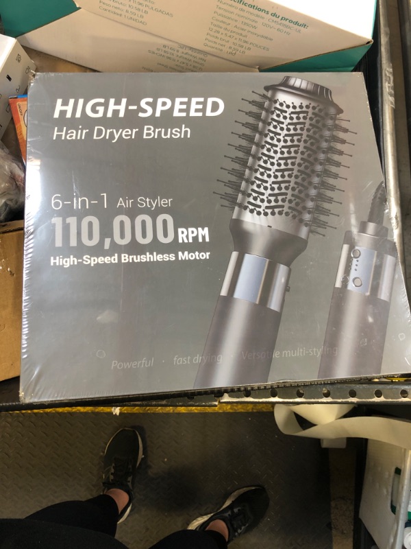 Photo 1 of IBAYS Hair Dryer Brush 6 in 1 Professional Hot Air Styler, 110,000 RPM High-Speed Negative Ionic Hair Dryer, Auto Wrap Curler Frizz-Free Blow Dryer Brush for Curling Volumizing Straightening Styling