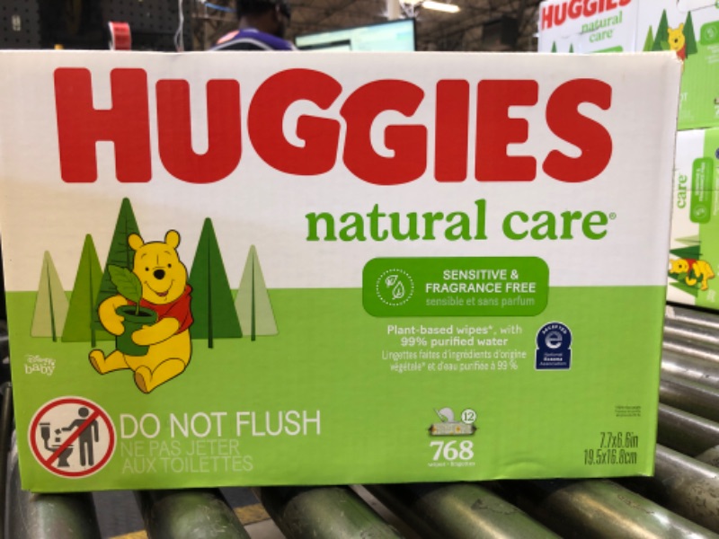 Photo 1 of Huggies Natural Care Sensitive Baby Wipes, Unscented, 12 Flip-Top Packs (768 Wipes Total)