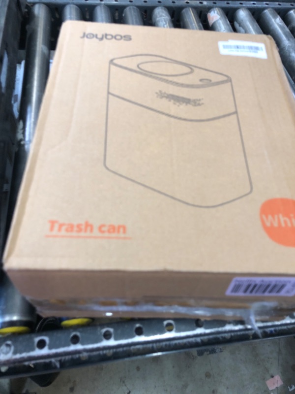 Photo 1 of JOYBOS Bathroom Trash Can with Lid, 3.8 Gallon Slim Garbage Can, Small Plastic Trash Bin, Narrow Motion Sensor Trash Can for Bedroom, Rv, Office White