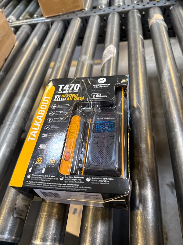 Photo 1 of Motorola Solutions T470 Talkabout Two Way Radios, Long Range Emergency Rechargeable Walkie Talkies 22 Channel, 35 Mile outdoor Black Yellow, 2 Pack