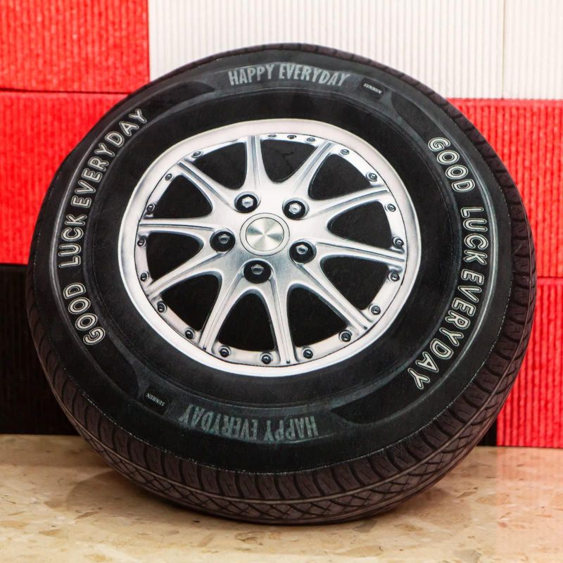 Photo 1 of 15.7 Inch Big Creative 3D Simulation Wheel Plush Pillow,Soft Car Tire Pillow Wheel Toy Outdoor Cushions for Car Owners,Clever Boy's and Girl's Room Decor,Perfect Race Car Bedroom Decor for Boys