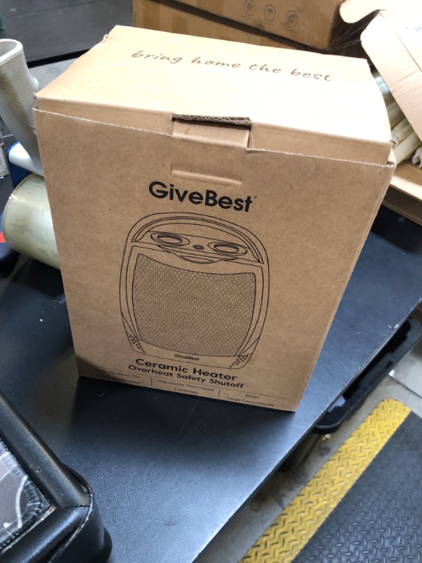 Photo 1 of GiveBest Portable Electric Space Heater with Thermostat, 1500W/750W Safe and Quiet Ceramic Heater Fan, Heat Up 200 Square Feet for Office Room Desk Indoor Use, Silver