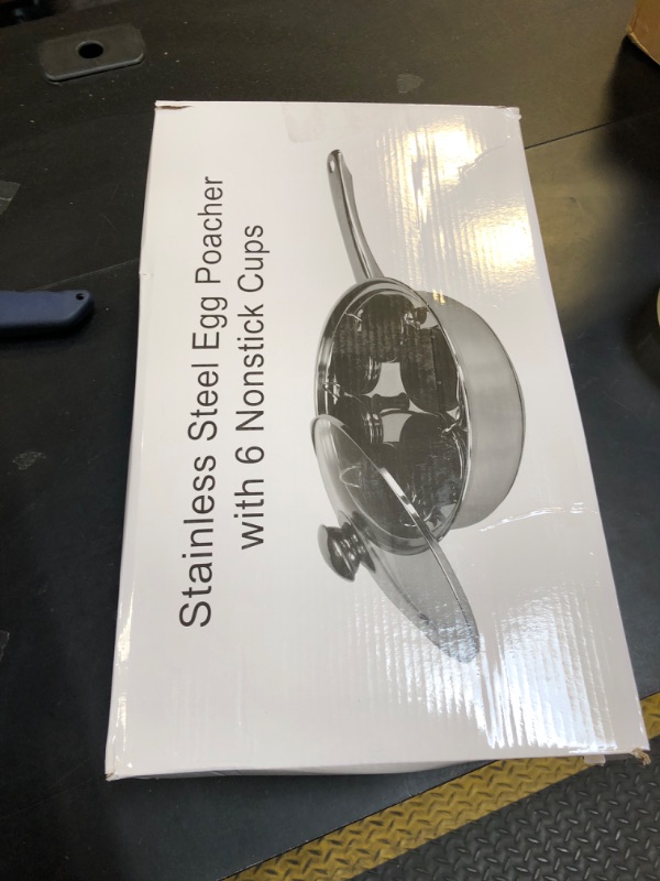 Photo 1 of Egg Poacher Pan - Stainless Steel Poached Egg Cooker – Perfect Poached Egg Maker – Induction Cooktop Egg Poachers Cookware Set with 6 Nonstick Large PFOA FREE Egg Poacher Cups and Silicone Spatula…
