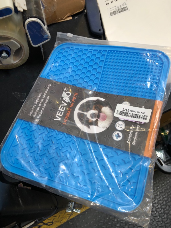 Photo 1 of VEEVAO XL Lick mat for Large Dogs Breed, 12"×10" Food Grade Silicone Dog Lick Mat with Suction Cups, Lick Matts for Large Dogs Anxiety Reliever, Peanut Butter Lick Mat for Boredom Breaker (Blue)