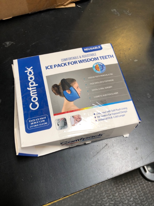 Photo 1 of Comfpack Wisdom Teeth Ice Pack Head Wrap with Ear Hole Design, Soft Face Ice Pack Reusable Gel Hot Cold Therapy for TMJ Pain Relief, Tonsillectomy, Oral Surgery, Face Swelling