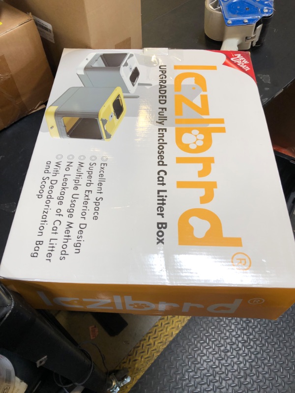 Photo 1 of LCZLBRRD Upgraded Fully Enclosed Cat Litter Box with Lid, Covered Cat Box Enclosure, Anti-Splashing Easy to Clean Kitty Litter Boxes with Drawer, 3 Modes can Use from Kitten to Adult(White&Grey)