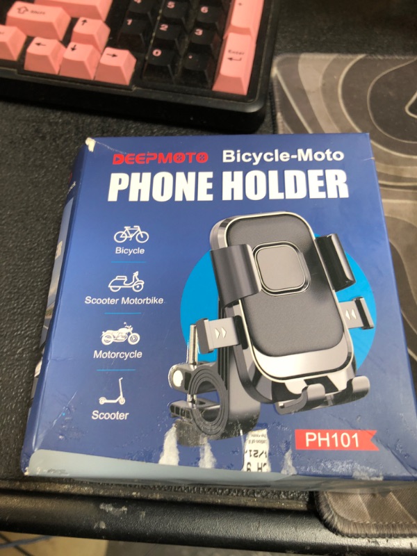 Photo 1 of DeepMoto Bike Phone Holder, One Hand Operation and 360° Rotatable Phone Holder for Motorcycle and ATV Scooter, Compatible with iPhone, Samsung 4" - 6.9", (Handlebar Version)