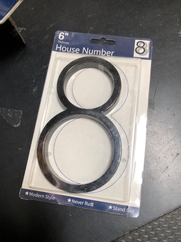 Photo 1 of 6" Stainless Steel Floating House Number 8, Metal Modern House Numbers, Mailbox Decor Number with Nail Kit, Coated Black, 911 Visibility Signage (Large 8)