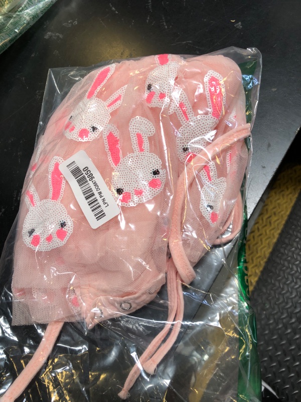 Photo 1 of Newborn Baby Girl Easter Outfit Bunny Romper Dress Onesie Sleeveless Halter Tutu Skirt with Headband (Pink Bunny, 6-12 Months)