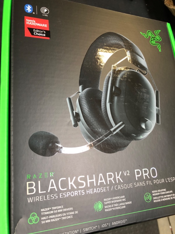 Photo 1 of Razer BlackShark V2 Pro Wireless Gaming Headset 2023 Edition: Detachable Mic - Pro-Tuned FPS Profiles - 50mm Drivers - Noise-Isolating Earcups w/Ultra-Soft Memory Foam - 70 Hr Battery Life - Black