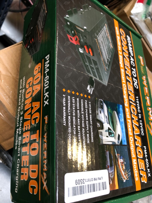 Photo 1 of Powermax RV Converter | 60 Amp | 12V Power Converter with Built-in 4 Stage Smart Battery Charger | 110Vac to 12Vdc | Lithium Compatible | Fully Adjustable Output from 13V to 16.5V | PM4 60A