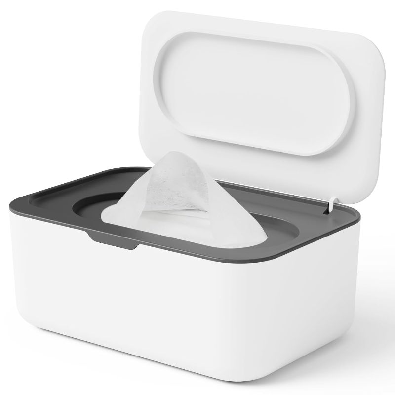Photo 1 of Wipes Dispenser, Wipe Holder for Baby & Adult, Seposeve Refillable Wipe Container, Keeps Wipes Clean. Non-Slip, Easy Pull Wipes Pouch Case, (Grey)