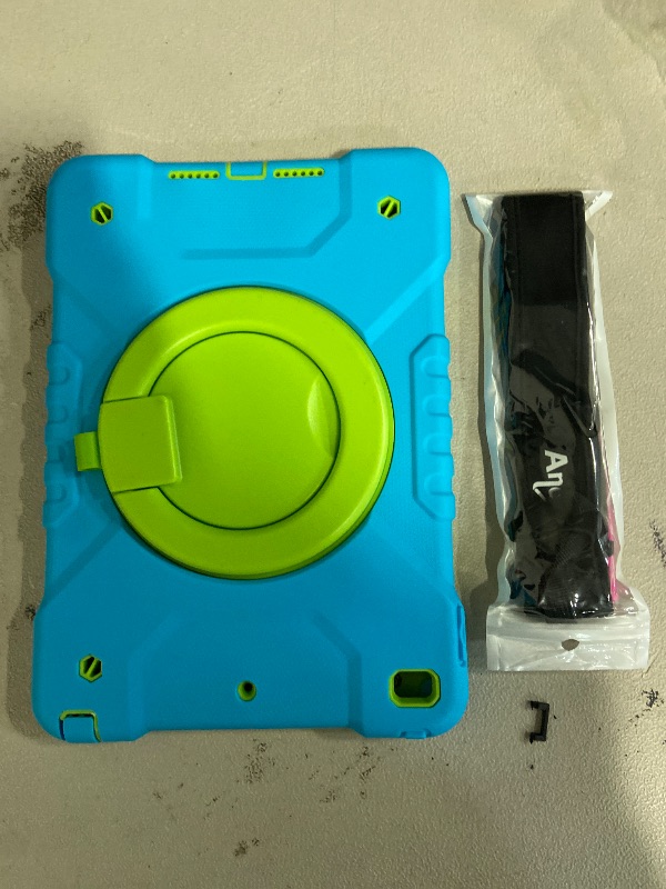 Photo 1 of Case for iPad 6th/5th Generation 9.7 inch 2018/2017 Case, iPad Air 2/Pro 9.7 inch Heavy Duty Protective Cover with Pencil Holder, Shoulder Strap, 360 Rotate Handle Stand, Blue+Green