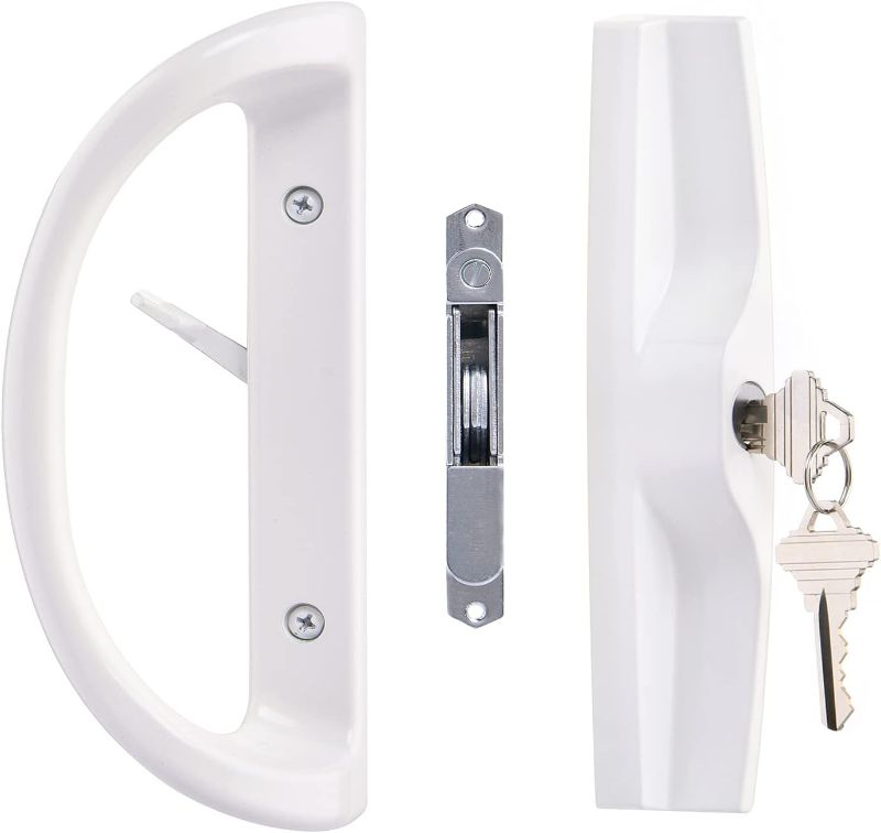 Photo 1 of Sliding Patio Door Handle Set with Key Cylinder and Mortise Lock, Full Replacement Handle Lock Set Fits Door Thickness from 1-1/2" to 1-3/4", 3-15/16” Screw Hole Spacing, Reversible Design(Non-Handed)