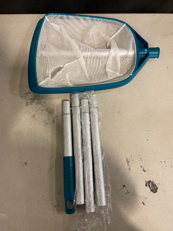 Photo 1 of POOLWHALE Upgrades Swimming Pool Leaf Net Skimmer Rake with Adjustable Aluminum Pole and Nylon Medium Fine Mesh for Cleaning Swimming Pools, Hot Tubs, Spas and Fountains