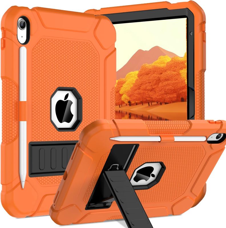 Photo 1 of Case for iPad (A16) 11th Generation 11 Inch 2025/iPad 10th Generation 10.9" 2022 - with Kickstand & Pencil Holder, Heavy Duty Shockproof Protective iPad 11th 10th Generation Case, Orange