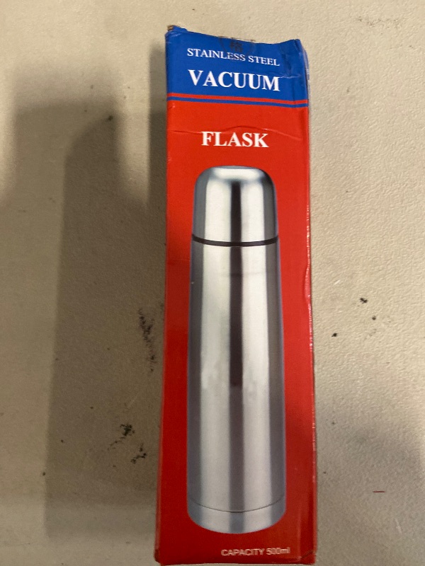 Photo 1 of Stainless Steel Thermal Bottle Vacuum Insulated Coffee Trave Mug for Hot and Cold Drinks Double Walled Sport Water Flask with Cup 17Oz/500Ml(Silver)