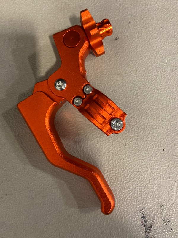 Photo 1 of PRO CAKEN 7/8‘’ 22mm Universal Motorcycle CNC Short Stunt Clutch Lever Aluminum Alloy Clutch Handlebar Compatible with Most Motorcycles Dirt Bike-Orange