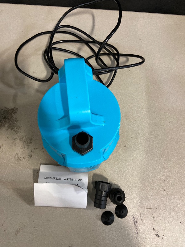 Photo 1 of 1350GPH 130W Submersible Water Pump for Large 190-350 Gallon Fish Tank, Pond, Aquarium, Fountain, Pool Draining, Hydroponic Systems, 16.4ft Power Cord US 3-Plug, 3 Outlet Adapters(2/3", 3/4", 1") Blue