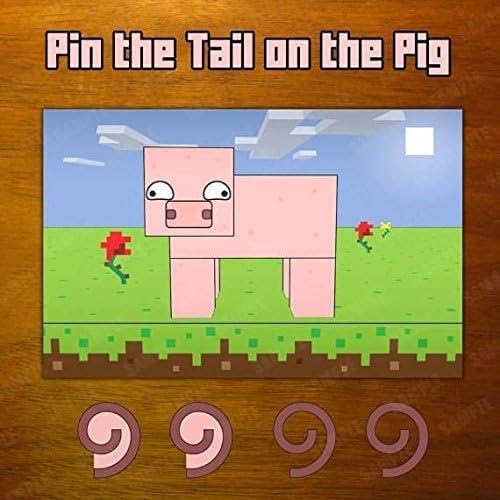Photo 1 of Silly Goose Gifts Pin The Tail On The Pig - Fun Kids Birthday Party Supply Celebration Activity - Pixel Block Video Game Themed Mining Craft Adventure Attach