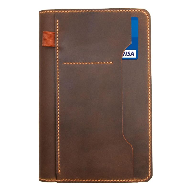Photo 1 of Genuine Leather Notebook Notepad Cover for TOPS The Legal Pad Writing Pads Docket 5" x 8" Cover, retro real leather portfolio folder cover organizer (Brown)