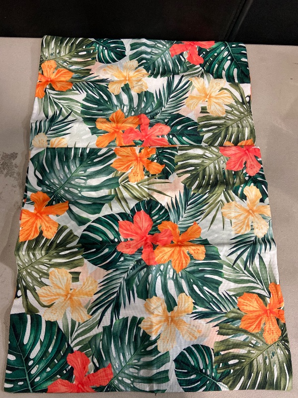 Photo 1 of Hawaiian Hibiscus Flower Throw Pillow Covers Summer Tropical Pillow Covers 18x18 Monstera Palm Leaves Decorative Pillow Case Set of 2 for Home Decor Living Room Patio