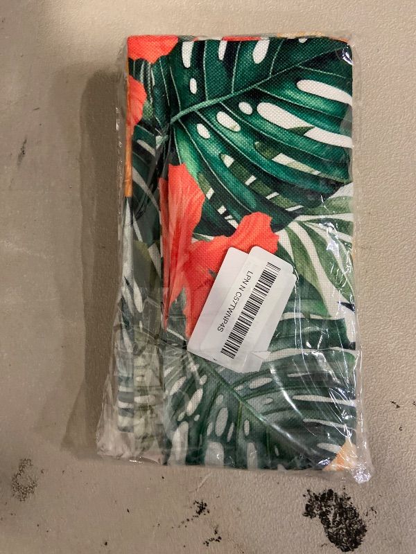 Photo 1 of Hawaiian Hibiscus Flower Throw Pillow Covers Summer Tropical Pillow Covers 18x18 Monstera Palm Leaves Decorative Pillow Case Set of 2 for Home Decor Living Room Patio