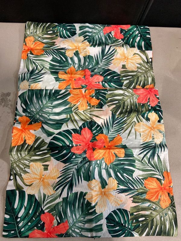 Photo 1 of Hawaiian Hibiscus Flower Throw Pillow Covers Summer Tropical Pillow Covers 18x18 Monstera Palm Leaves Decorative Pillow Case Set of 2 for Home Decor Living Room Patio